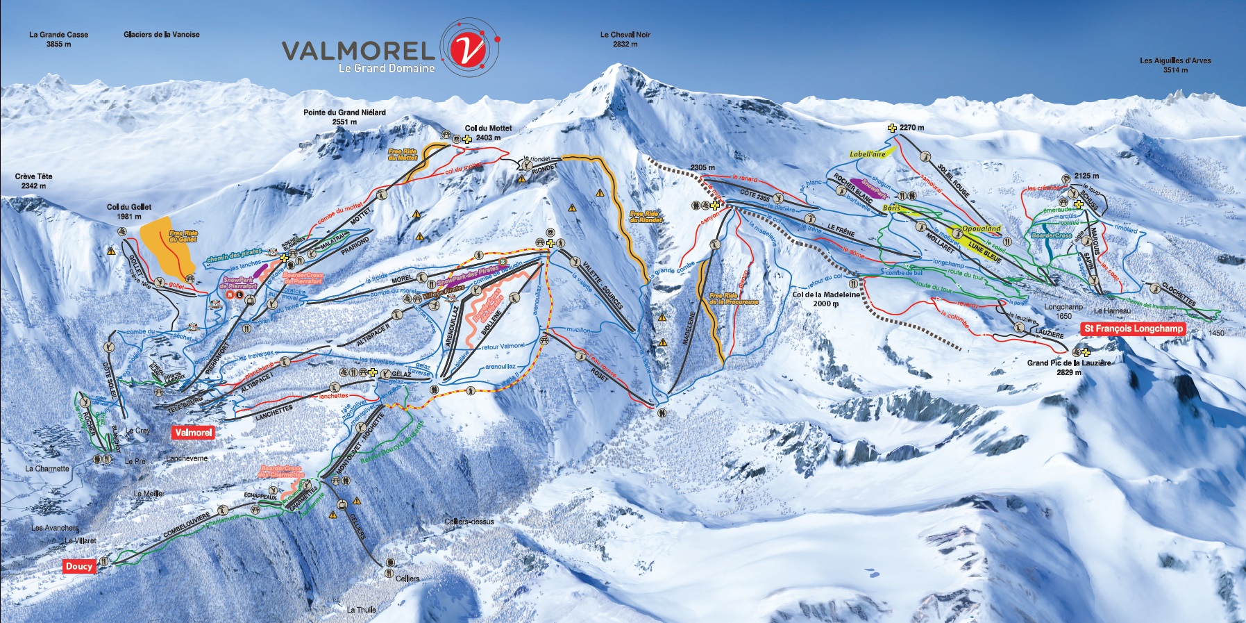 Plan des pistes Valmorel 2018-2019